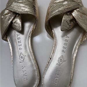 Katy Perry Collections Shimmering Gold Knot Mules